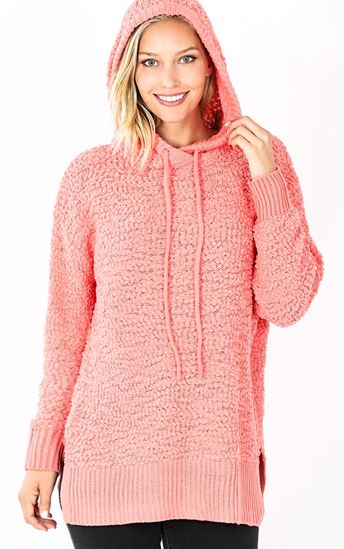 Oh So Cozy Coral Popcorn Sweater, XL & 1X