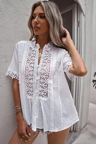 Summer Journey White Lace Top, SMALL