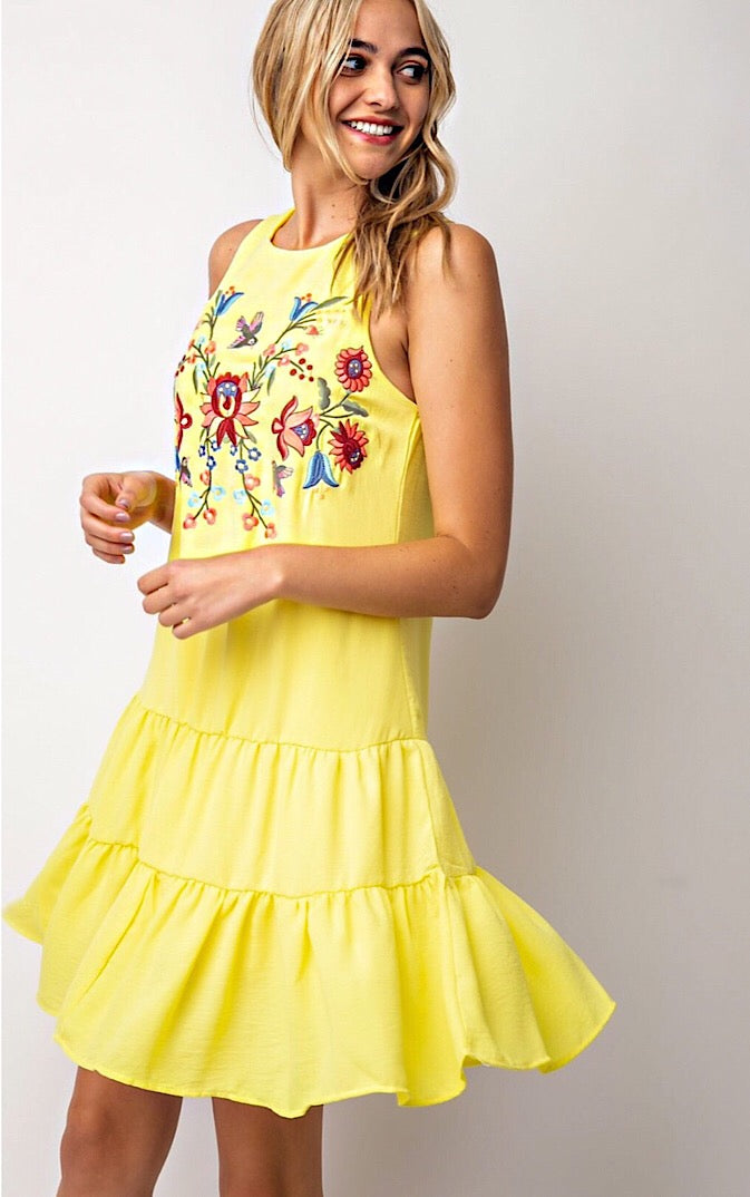 Sunny Vibes Only Yellow Dress, SMALL