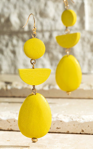 Fun In The Sun Yellow Wooden Earrings