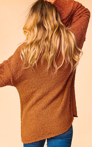 Snuggle Up Oversized Rust Fuzzy Sweater