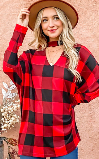 Best Gift Red & Black Buffalo Check Top