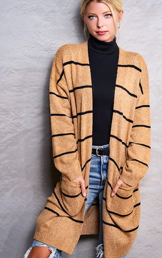 Warm Wishes Caramel Striped Cardigan