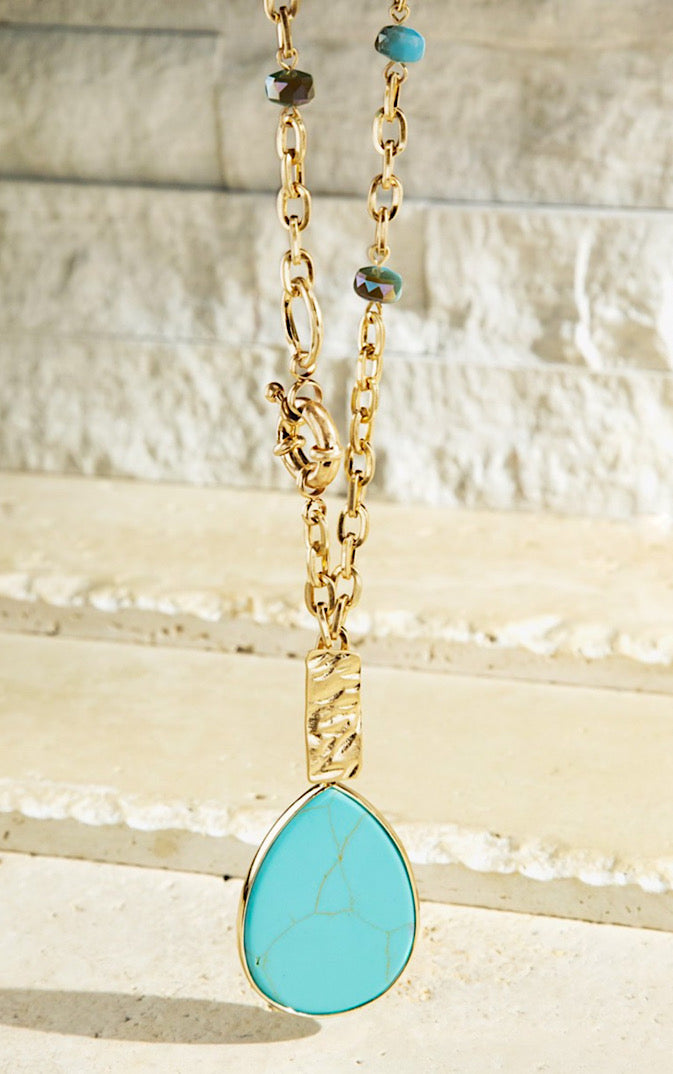 Splash Of Turquoise Gold Necklace