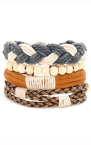 Woven Rope & Leather Bracelet Set, RESTOCKED!