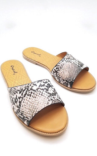 Feels So Right Snake Print Slides, 5.5 & 6 in stock!