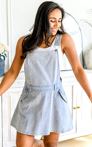 Cassidy Denim Overall Skort Jumper