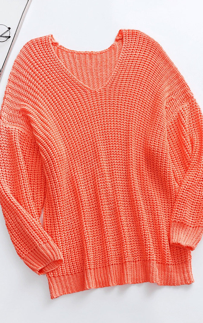 Color Me Happy Bright Coral Sweater