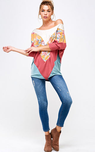 Sunny Skies Ahead Colorblock Top, 3X