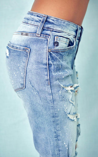 Let The Good Times Roll Distressed Boyfriend Jeans, Sizes 1 & 3