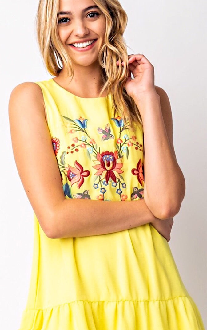 Sunny Vibes Only Yellow Dress, SMALL