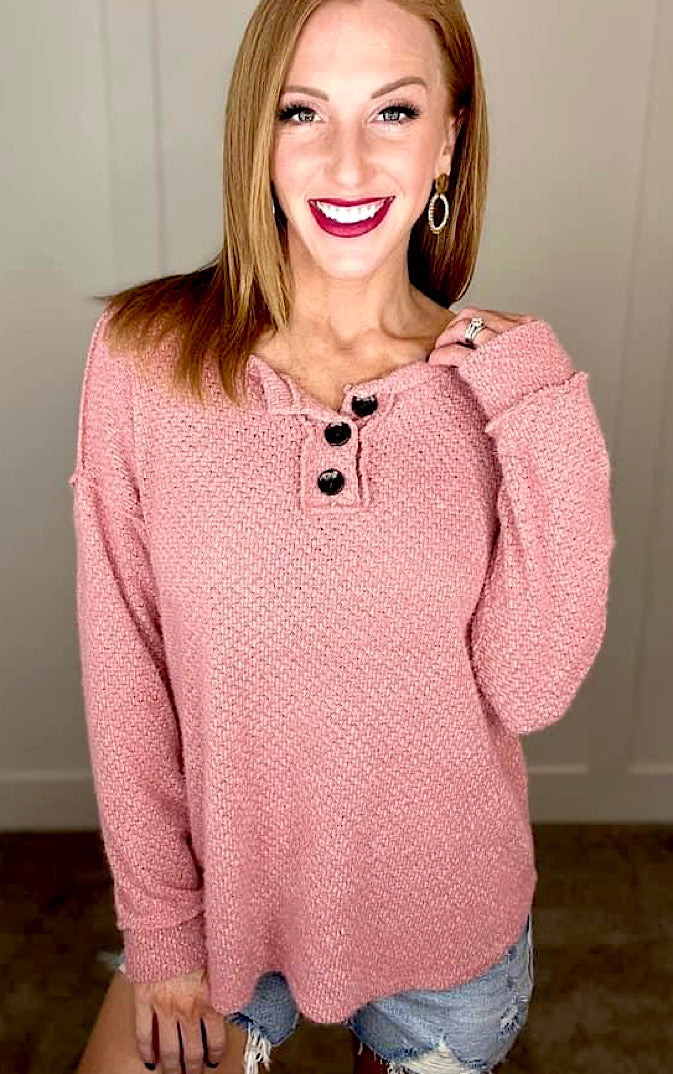 Wrapped Up In Softness Pink Henley, SM-3X