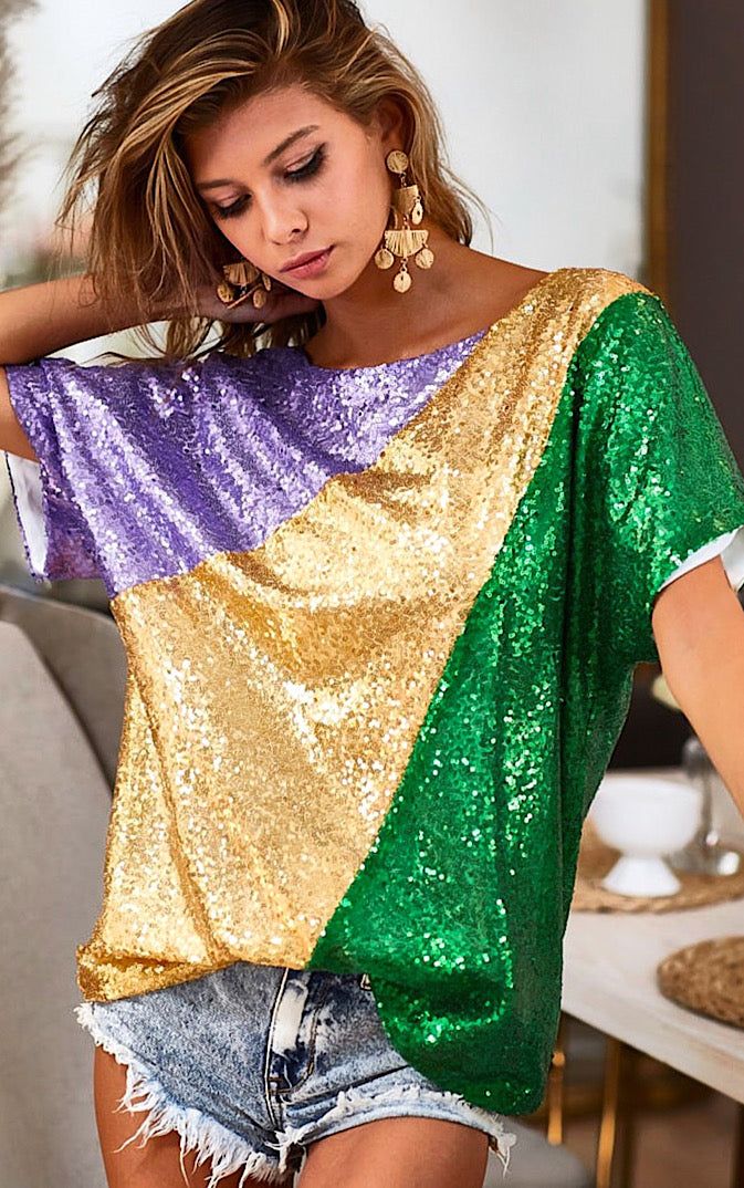 Let The Good Times Roll Sequin Top, SMALL left!