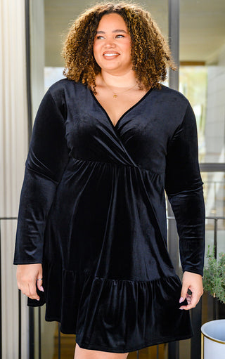 Deck The Halls Black Velvet Dress, 1X-3X