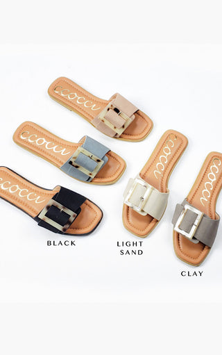 Make A Wish Black Buckle Sandals