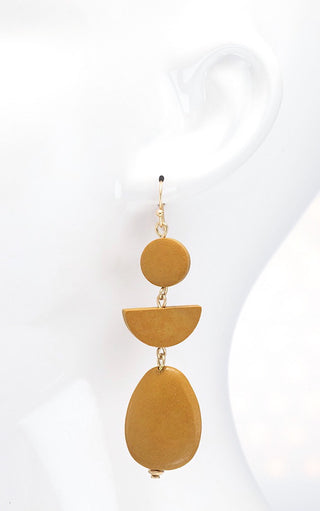 Fun In The Sun Yellow Wooden Earrings