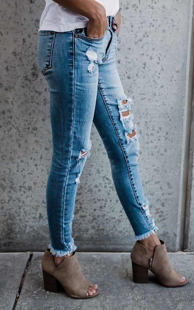 Wishes Do Come True Distressed Skinny Jeans, Sizes 9 & 15