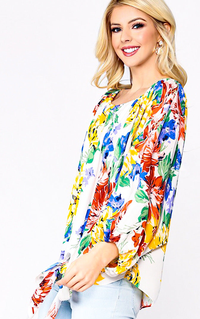 Celebrate Summer Colorful Floral Top, S-2X!