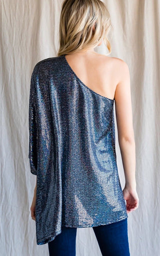 Tis The Season Silver Sequin Top