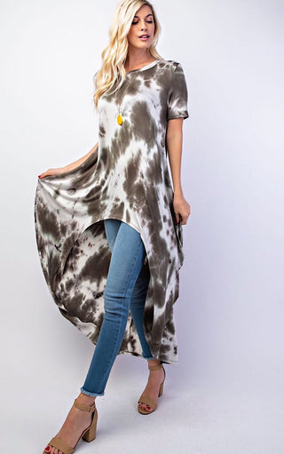 Steal The Show Olive Tie Dye Tunic, SM & MED