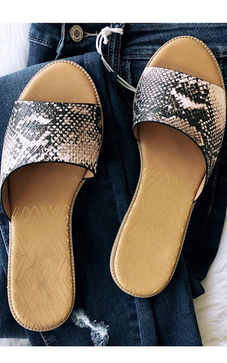 Feels So Right Snake Print Slides, 5.5 & 6 in stock!