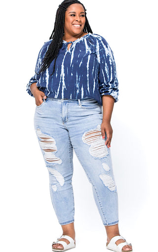 Everything About You Light Wash Boyfriend Jeans, Sizes 3-22W