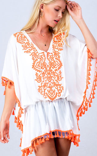 Summer Fiesta Tassel Trim Cover Up