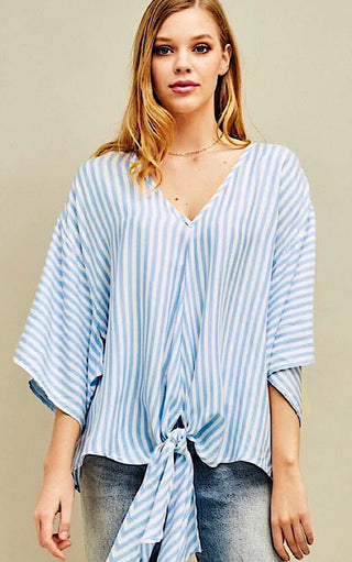 Bahama Breeze Chambray Striped Top, MED