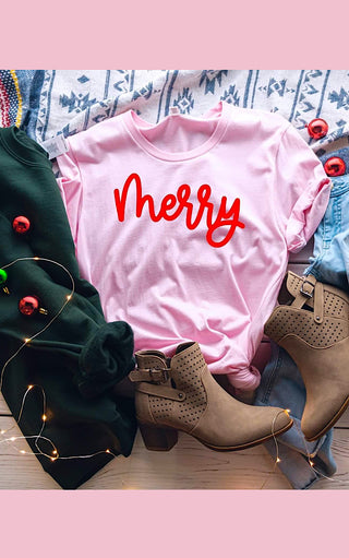 Merry Pink Christmas Tee, SM-3X!