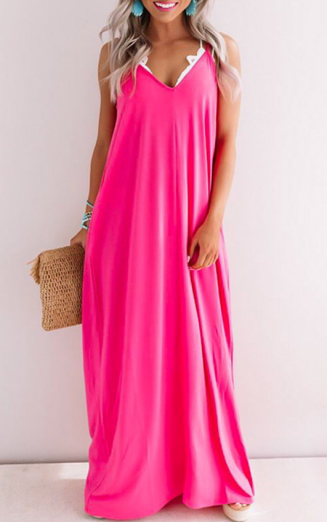 Caribbean Breeze Pink Maxi Dress, XL left! The Coral Cactus Boutique Caribbean Breeze Pink Maxi Dress, XL left! The Coral Cactus Boutique