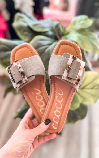 Make A Wish Taupe Buckle Sandals