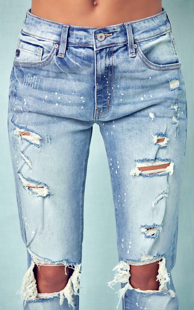 Let The Good Times Roll Distressed Boyfriend Jeans, Sizes 1 & 3