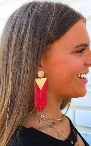 Free Spirited Yellow Leather Fringe Earrings