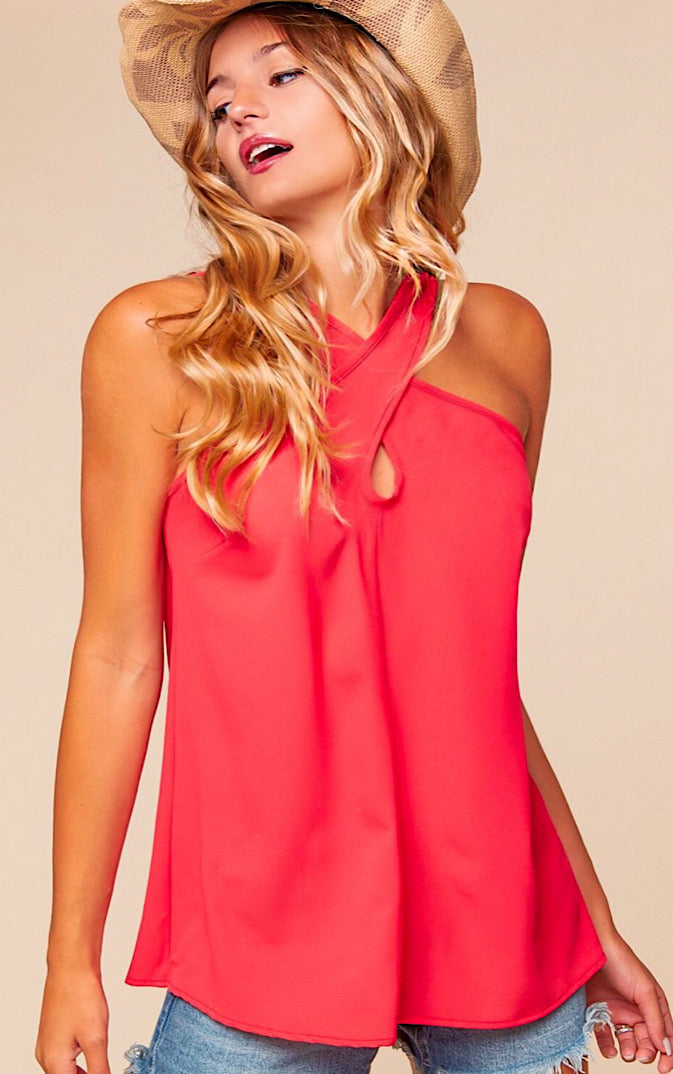 Flirty Fave Coral Halter Top