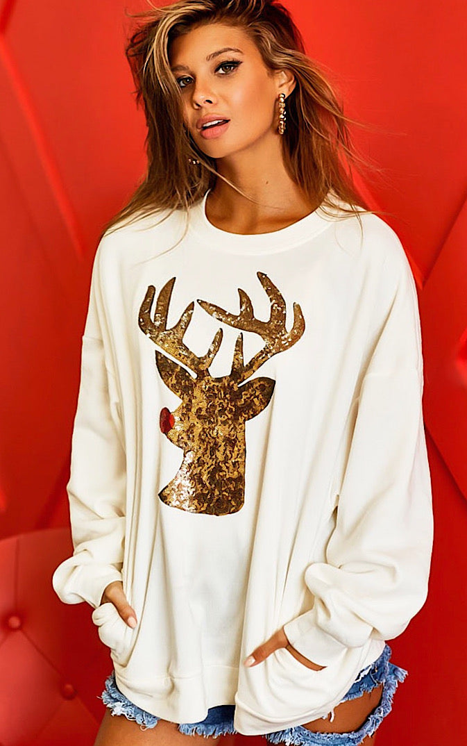 Reindeer Games Gold Sequin Sweatshirt