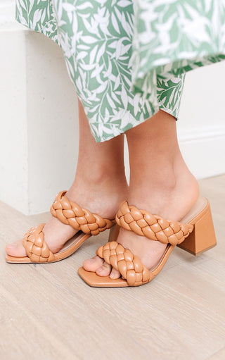 Meet Me In Mexico Braided Heels in Tan, 5.5-6.5 left!