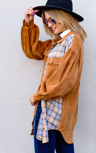 Dress To Impress Caramel Plaid Shacket