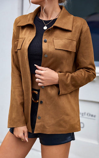 Upper East Side Brown Suede Shirt Jacket