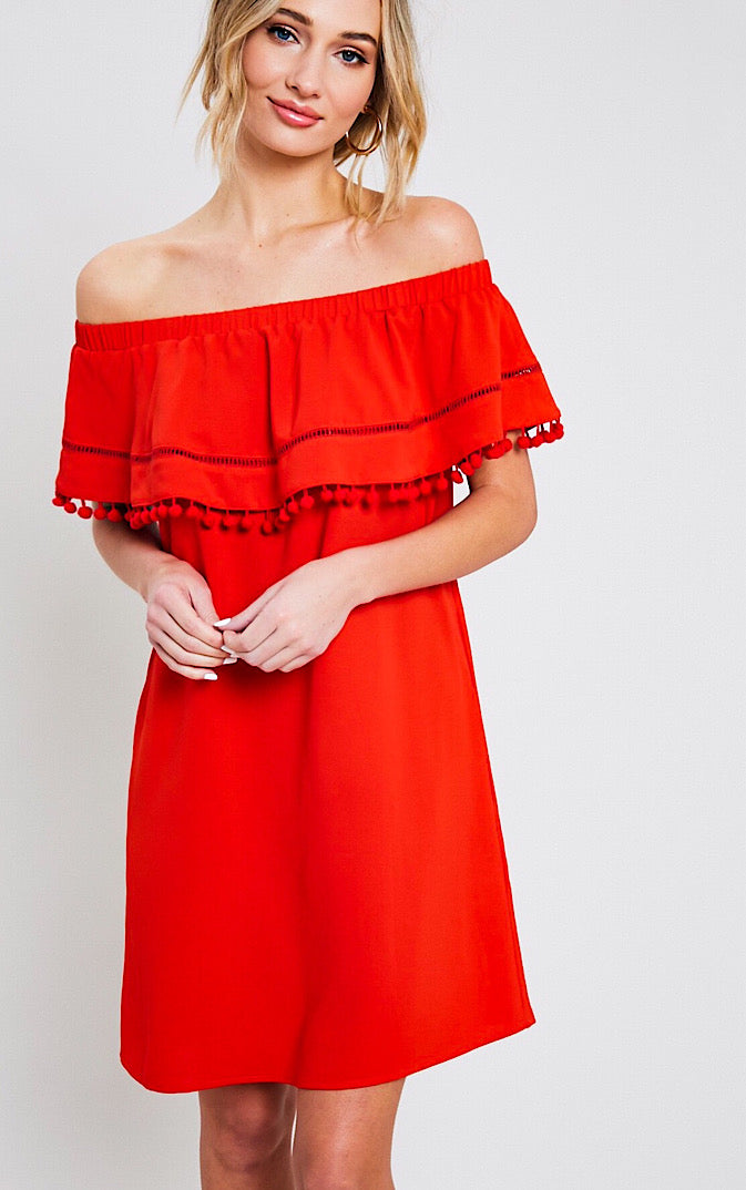 Southern Saturday Red Dress, SMALL