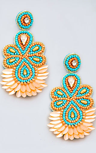 Just Peachy Boho Beaded Earrings