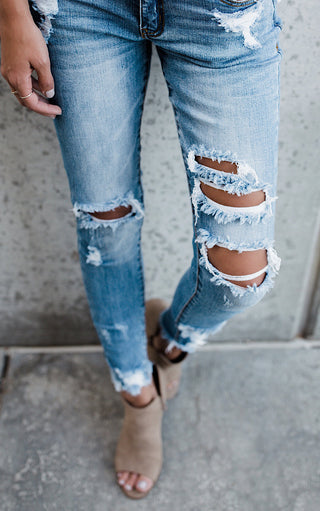 Wishes Do Come True Distressed Skinny Jeans, Sizes 9 & 15