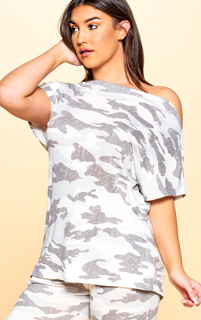 Reason To Relax Camo Top, S-3X, Use code LOUNGESET for $10 off set!