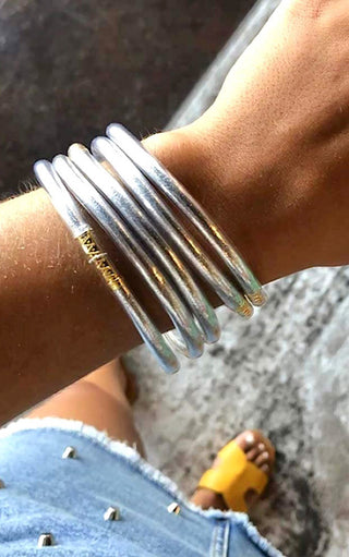 Glamorous Silver Waterproof Bangle Bracelet Set