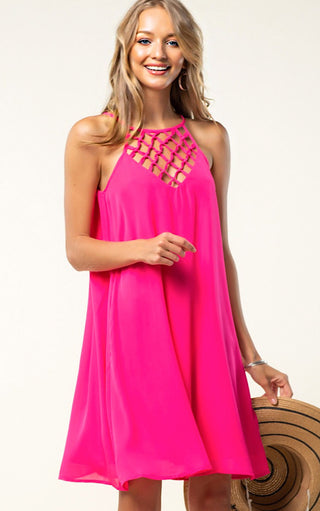 Sundress Season Hot Pink Dress, SMALL but runs large!