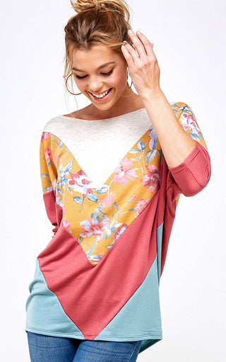 Sunny Skies Ahead Colorblock Top, 3X