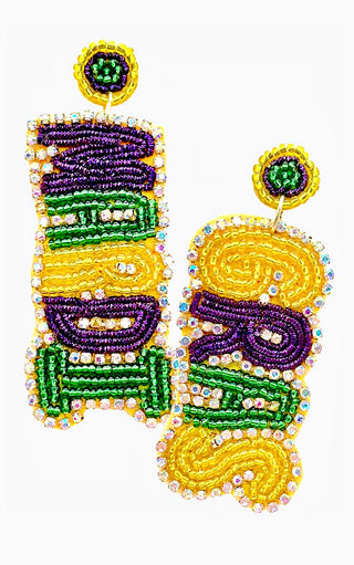 Mardi Gras Beaded Earrings