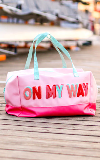 On My Way Pink Duffle Tote Bag