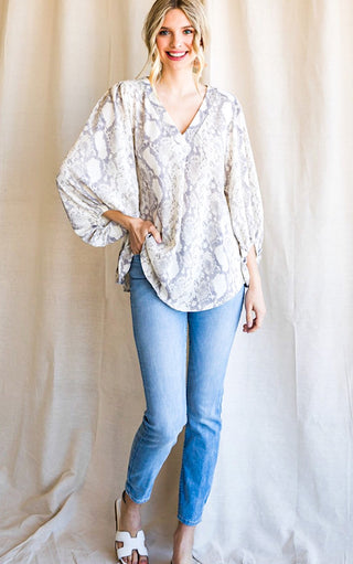 Oh So Charming Snake Print Top, SMALL LEFT! Runs large!