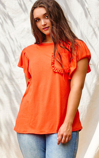 Ray Of Sunshine Bright Orange Top, S-3X!