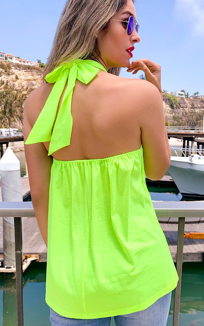 Good Vibes And Tan Lines Neon Green Top